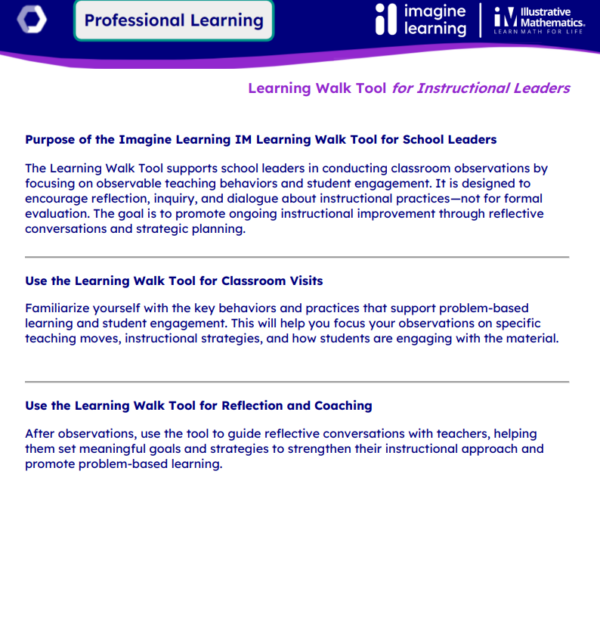 4LW-IMv1 Learning Walk Tool for Instructional Leaders