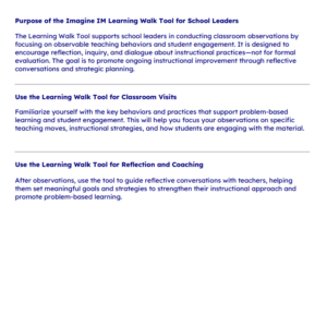 4LW-IMv2 Learning Walk Tool for Instructional Leaders