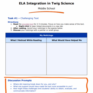 3GD-TW ELA Integration in Twig Science Middle School Participant Guide