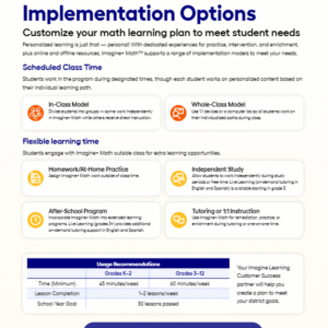 Imagine+ Math Implementation Options Flyer