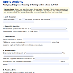7W-SS Exploring Integrated Reading and Writing Activity