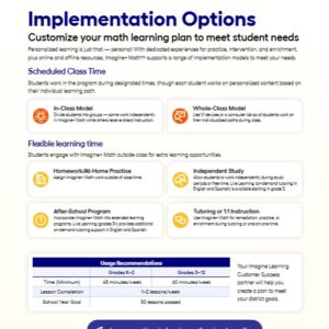 Imagine+ Math Implementation Options Flyer