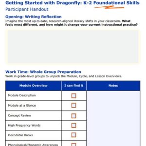 1GS-DF Getting Started with Foundational Skills (K-2) Handout